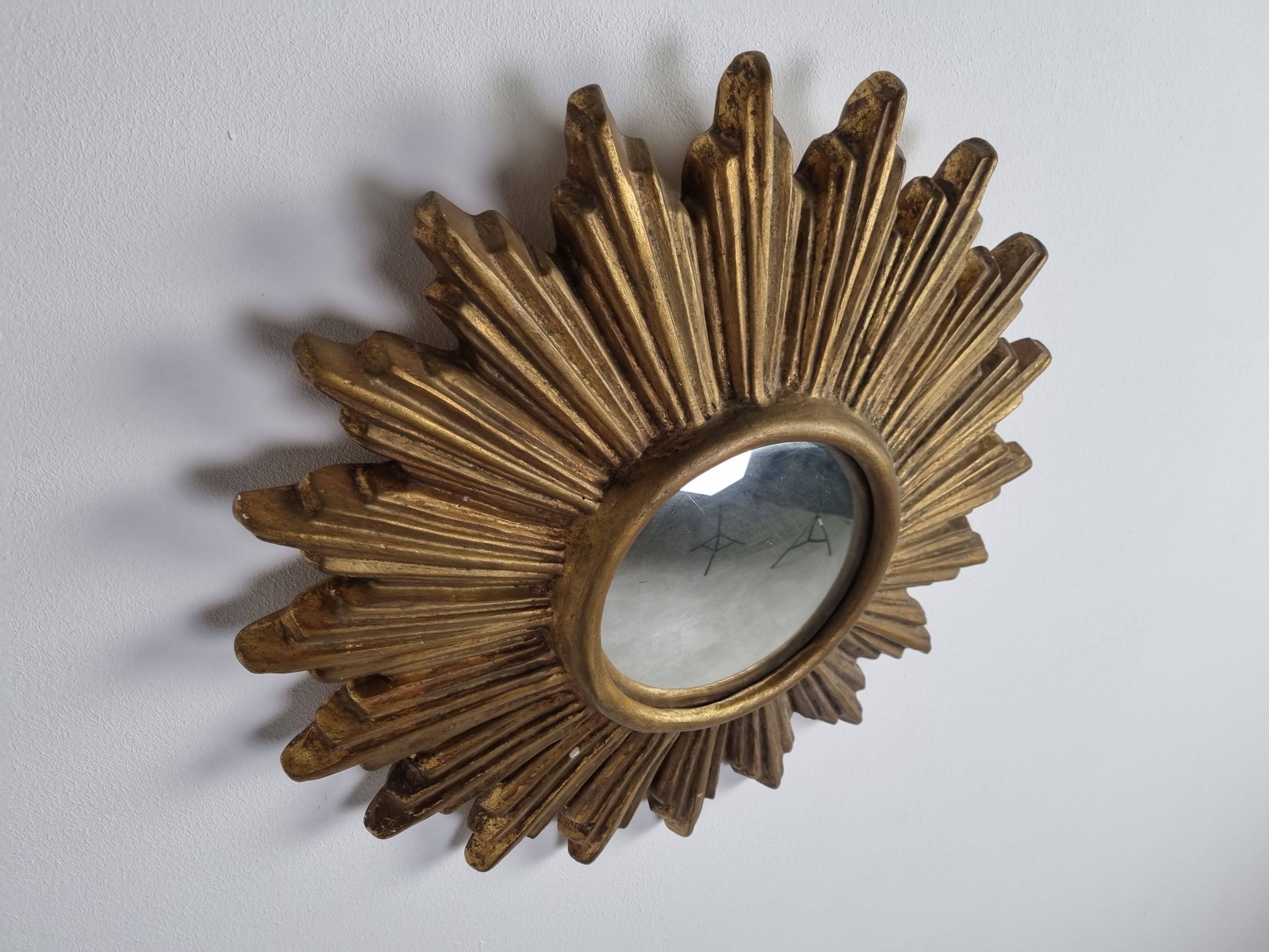 Miroir en terre cuite du milieu du siècle années 1960 42cm