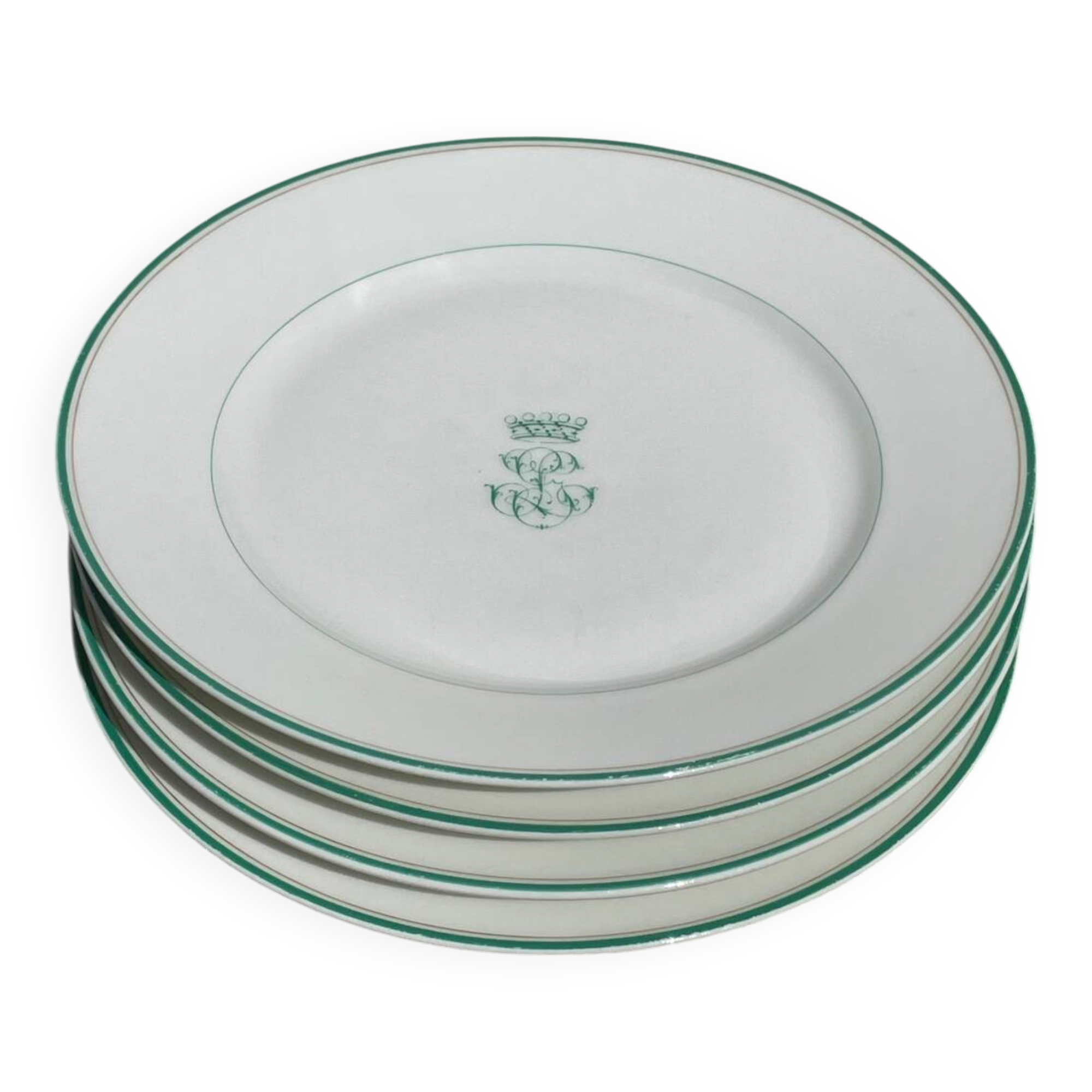 4 monogrammed dessert plates