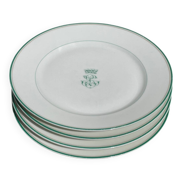 4 monogrammed dessert plates
