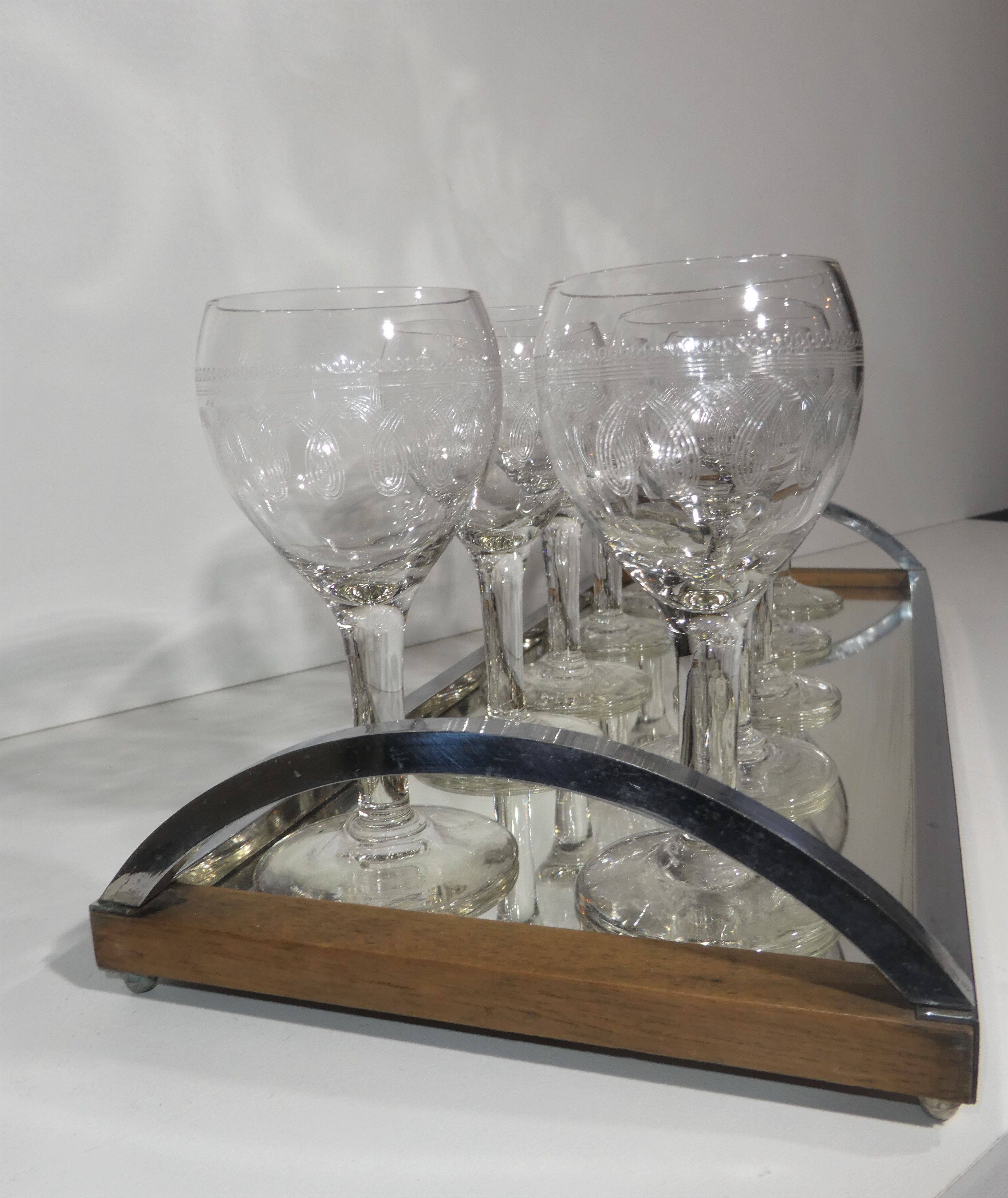 Plateau 1940 - 10 glasses on foot