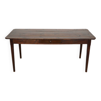 Antique Fruitwood 19th Century French Rustic Farmhouse Dining Table