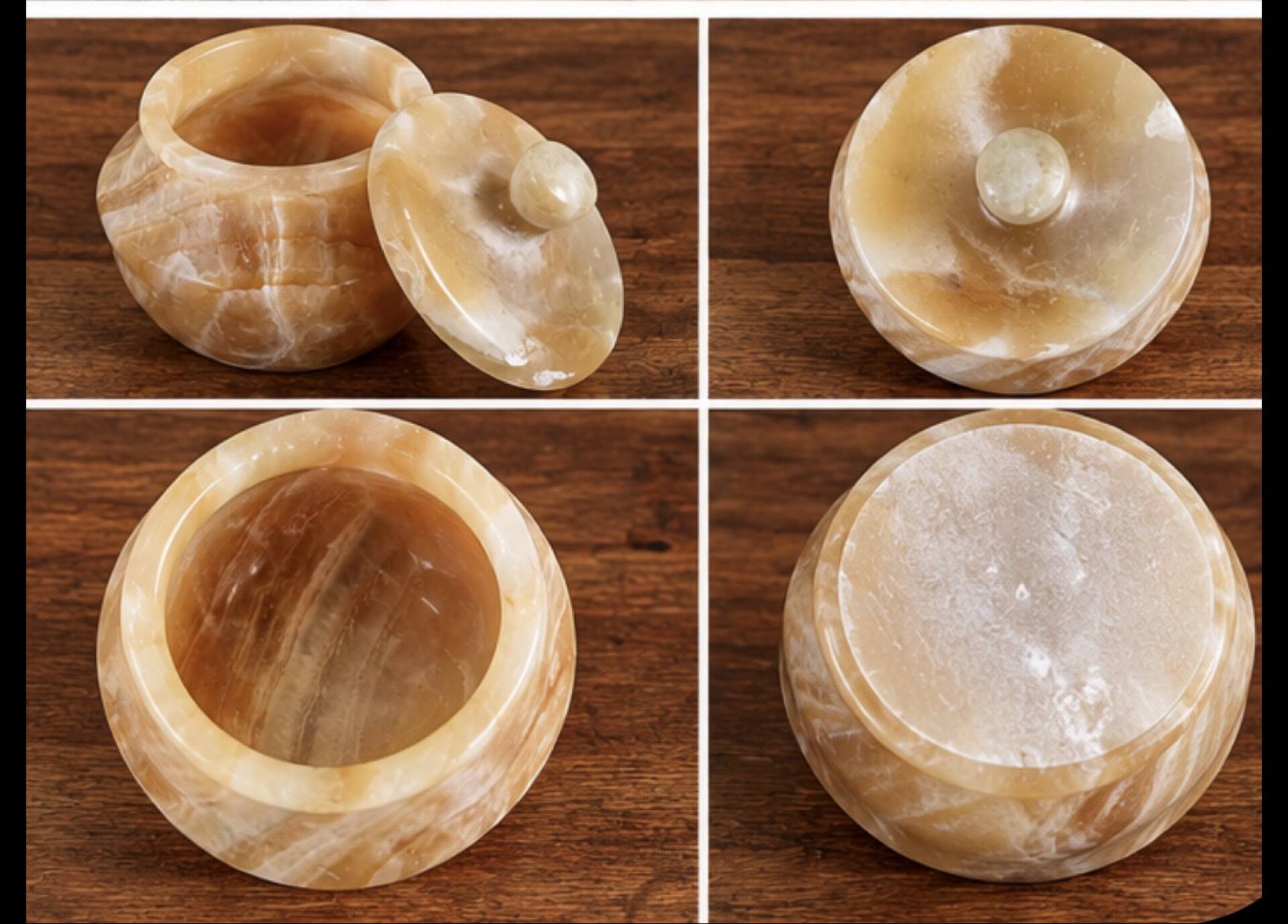 Small vintage box in honey and cream onyx – Jewellery box