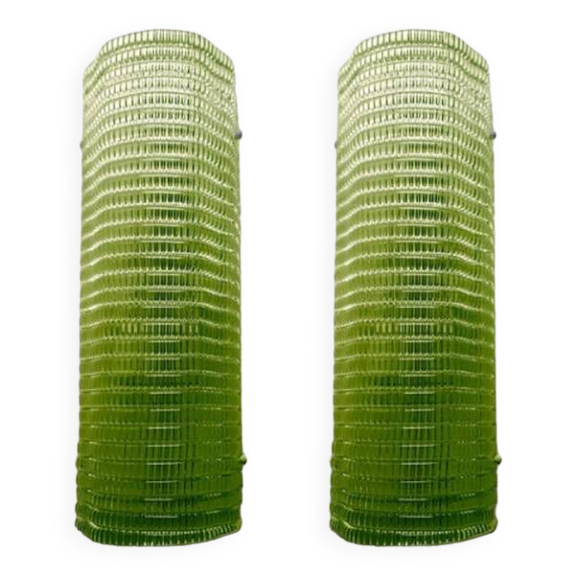 Set of Two Diamond Green Rectangular Murano Glass Wall Sconce