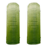Set of Two Diamond Green Rectangular Murano Glass Wall Sconce