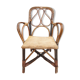 Fauteuil enfant 1890 châtaigner, rotin et velours damassé