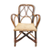 Fauteuil enfant 1890 châtaigner, rotin et velours damassé