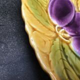 Barbotine dish decorated with fruits, Sarreguemines earthenware