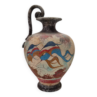 Ancient minoan vase Greek Crete pottery painting dolphins ceramic Knossos
