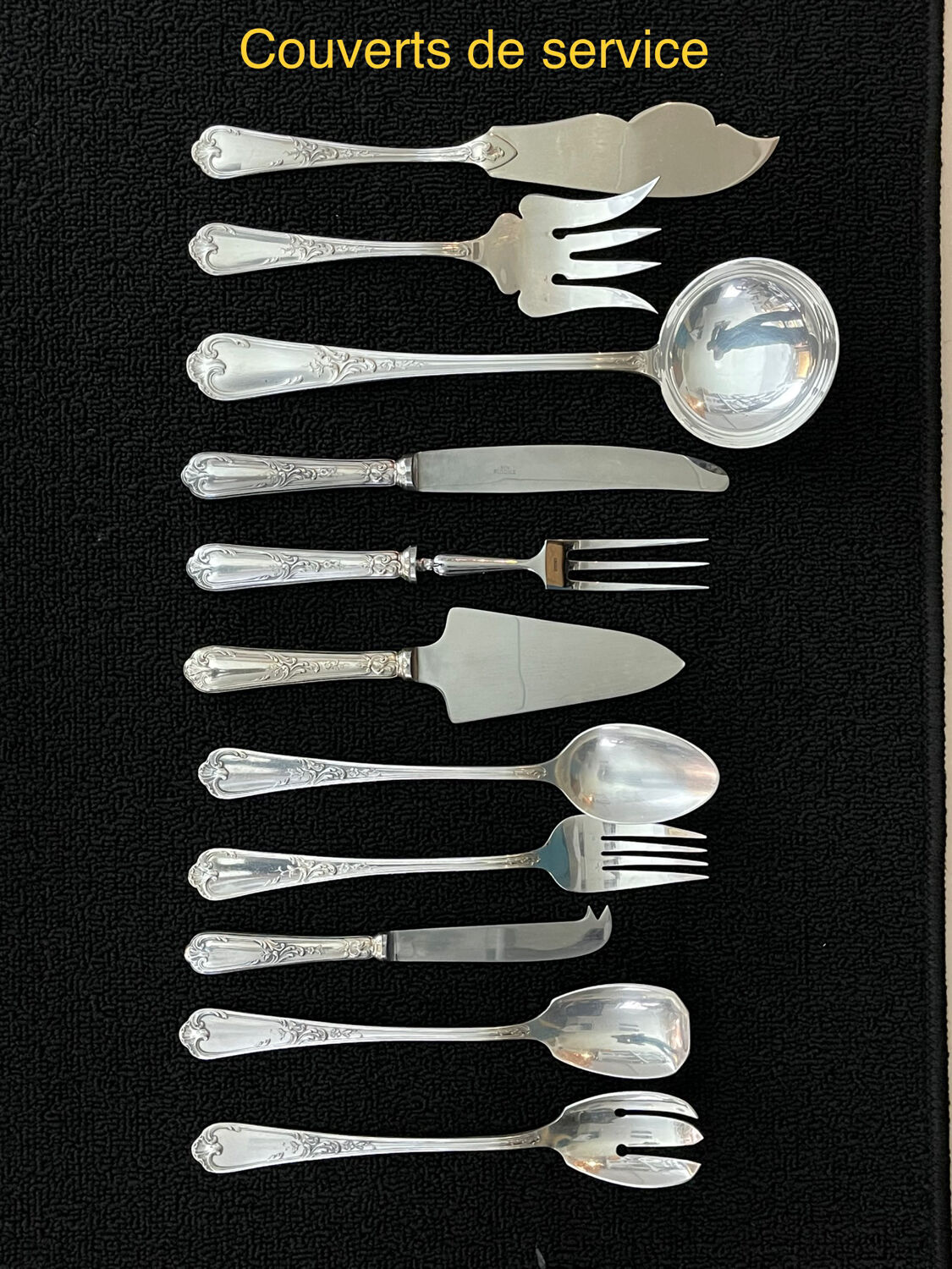 Ercuis cutlery set 131 pieces in metal Louis XV style, rocaille