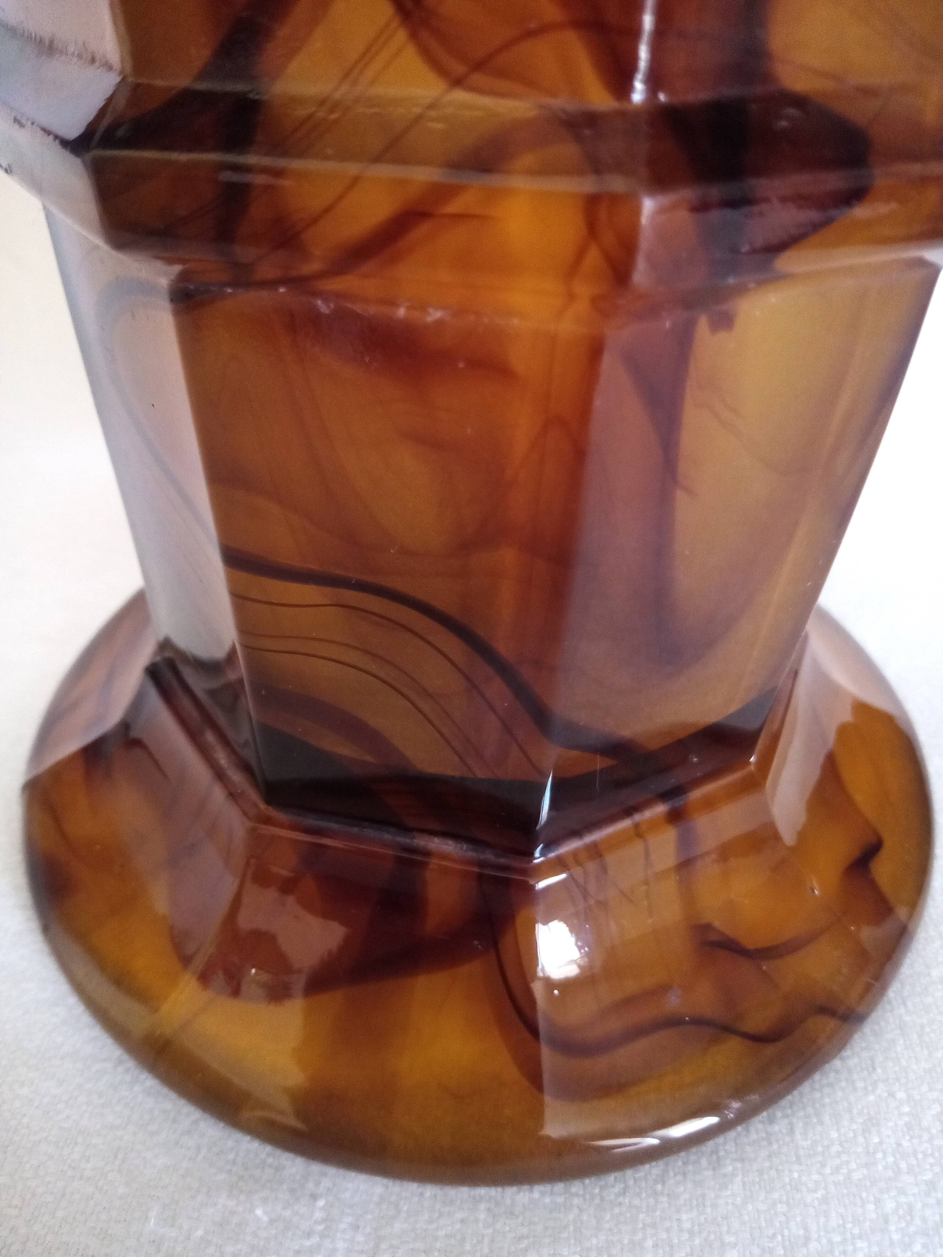 George Davidson "cloud glass", 1922 - Art Deco vase in amber colored glass