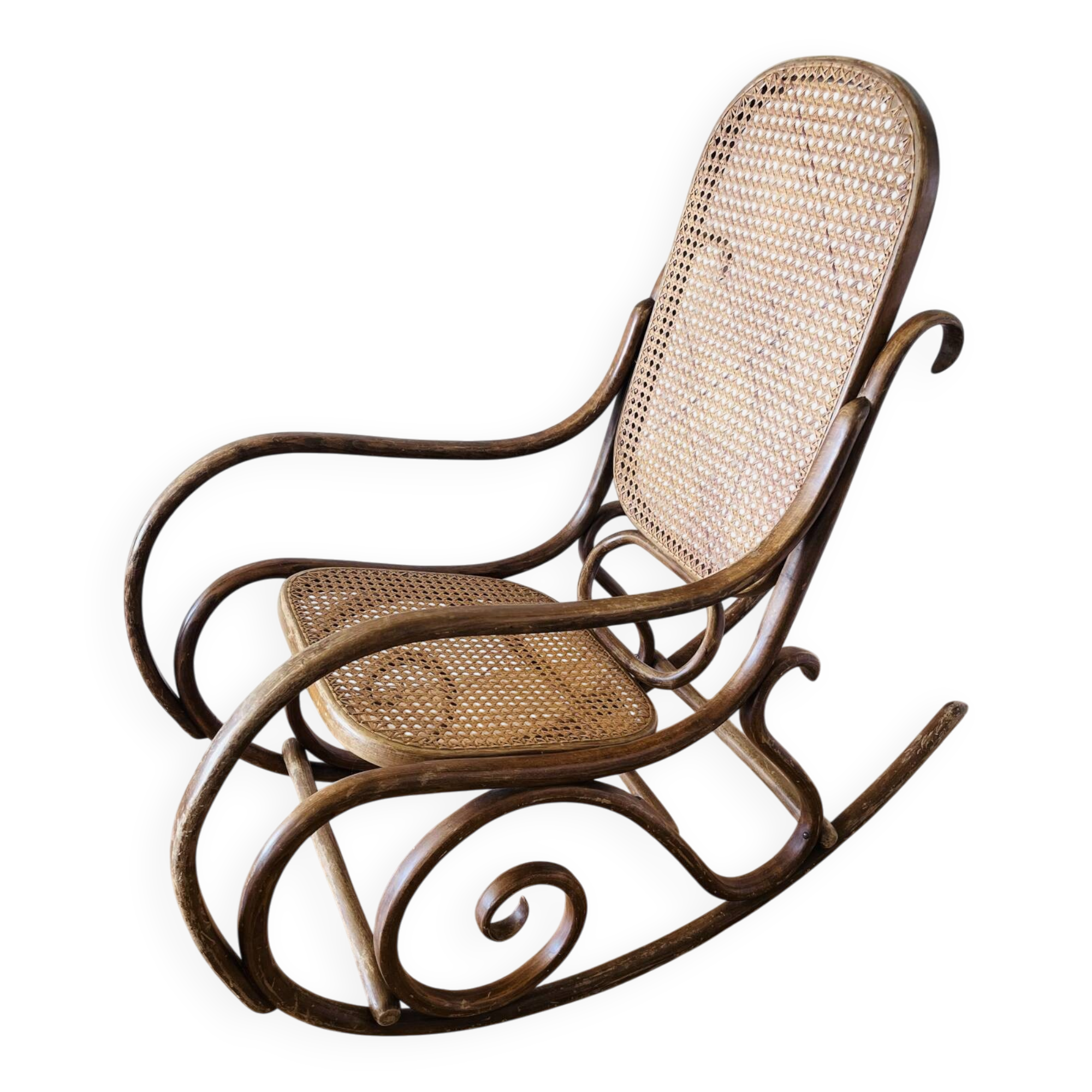 Antique Thonet bentwood rocking chair, original label.