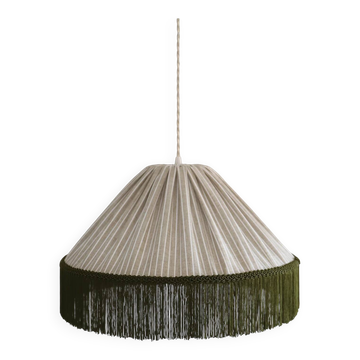 Suspension bella — rayures olive, franges bohème