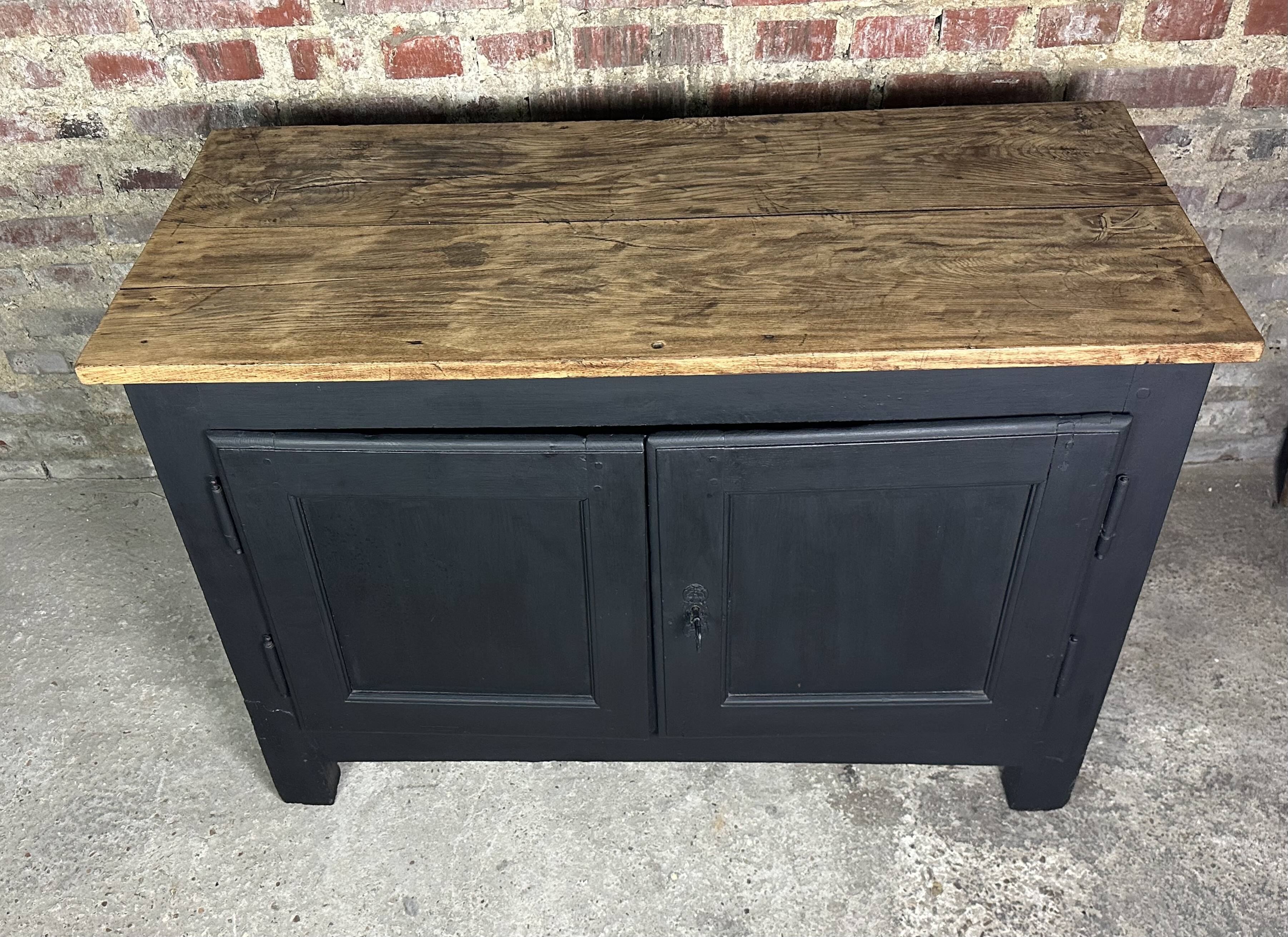 18th century raw and black oak sideboard