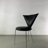 6 black leatherette metal chairs from Lubke, Germany, 1990s