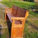 Banc d'église en pitchpin de 4 places numérotées