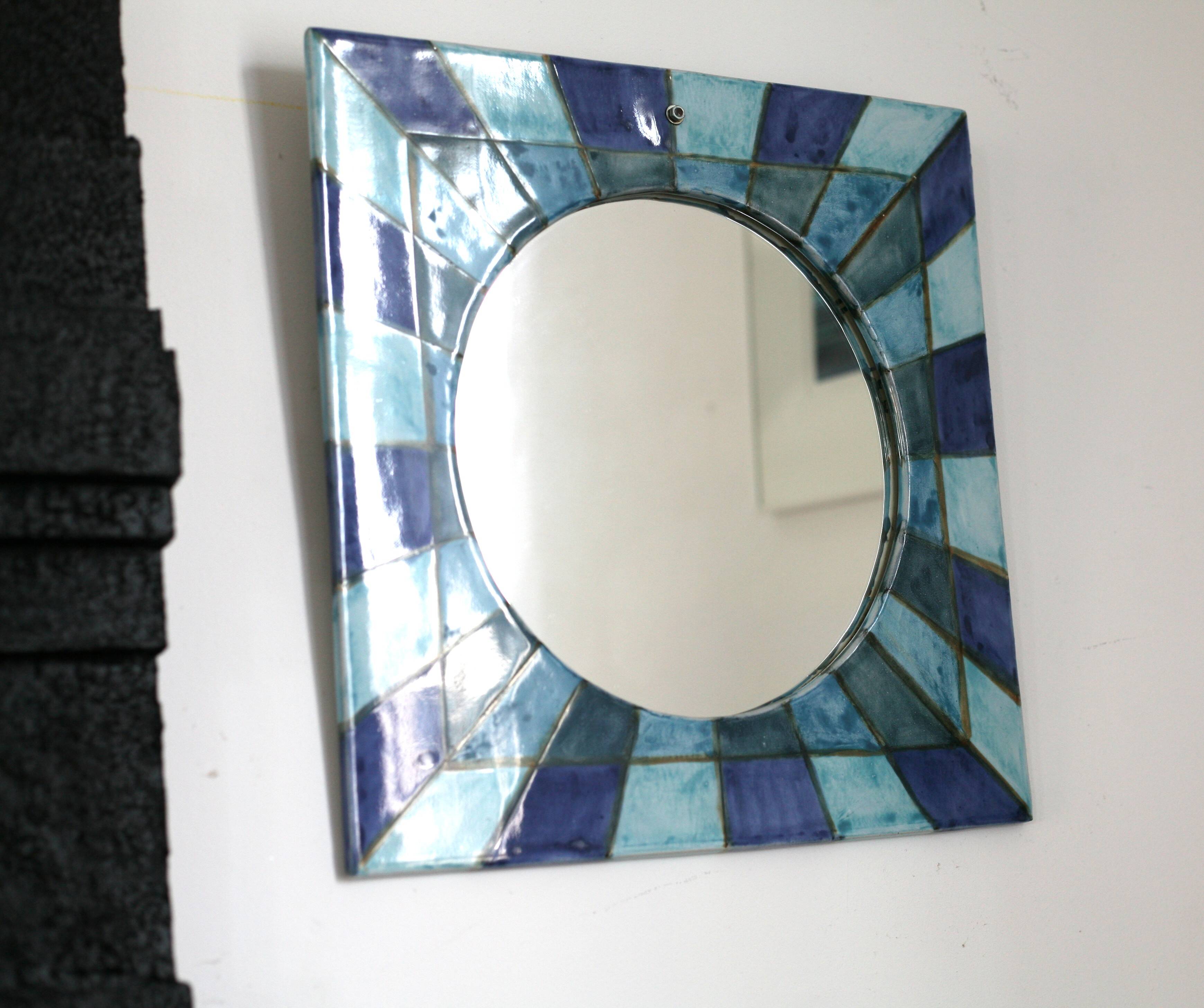 vintage ceramic mirror and design, 1970s