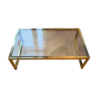 Fondart coffee table in gold metal and glass