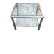 Hollywood Regency side table 1970 brushed metal and gold