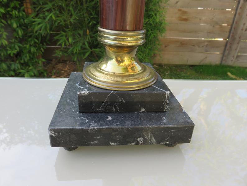 Napoleon III Empire column lamp in bronze and 19th marble