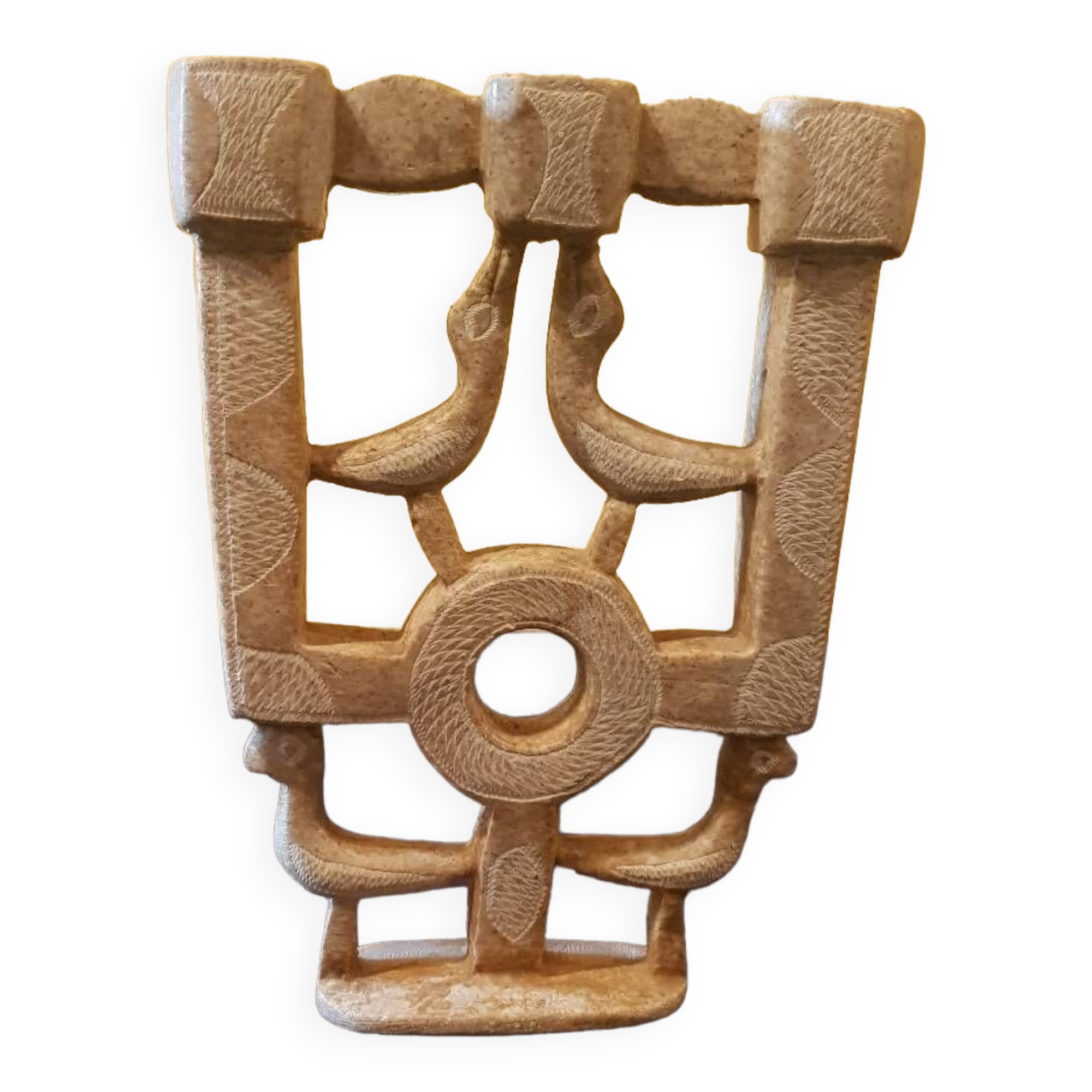 Modernist stone candlestick.