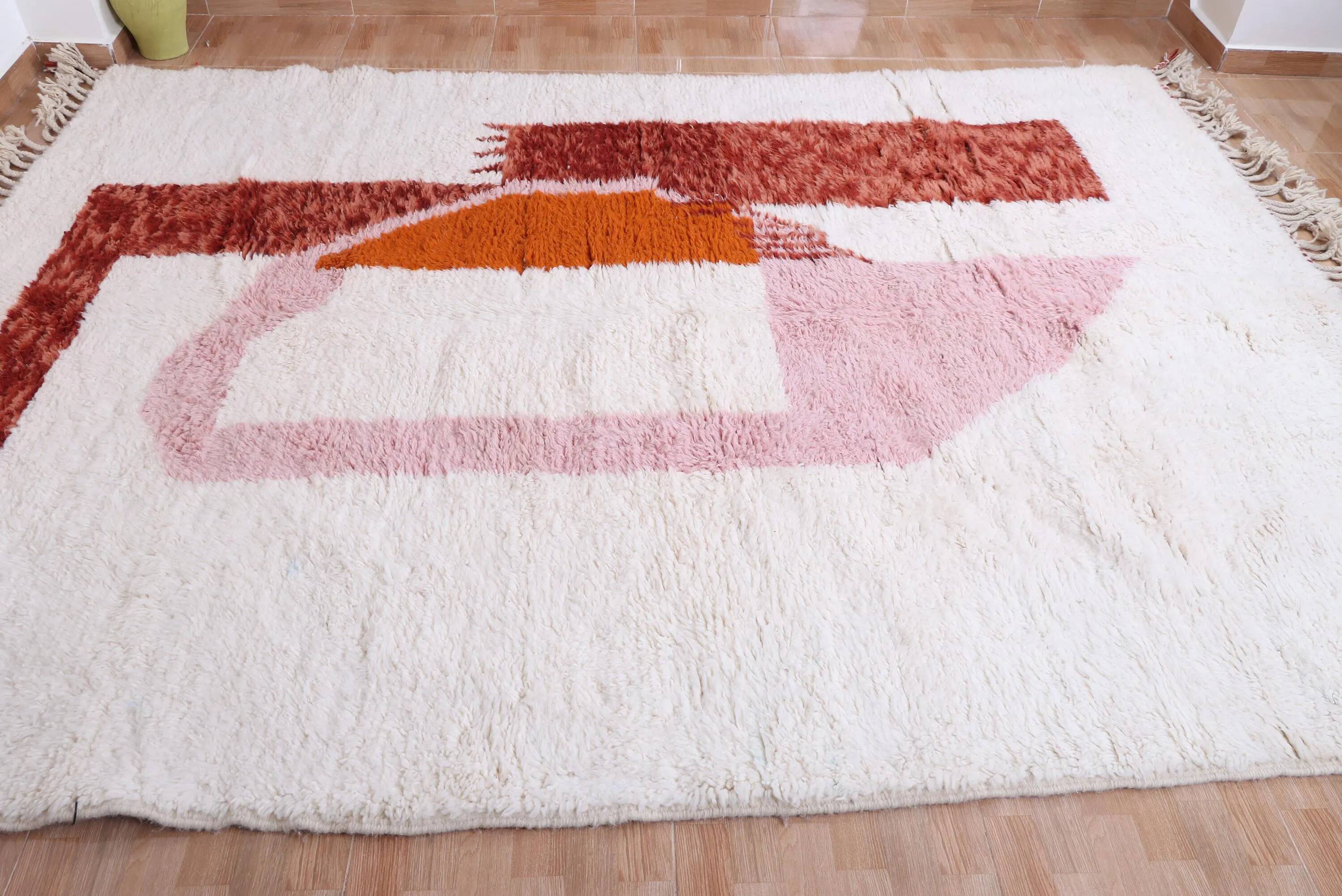 Unique natural wool Moroccan rug 3x2 m