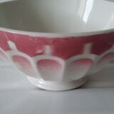 Ancient bowl in pink and white earthenware