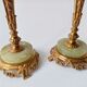 Pair of neoclassical candle holders in gilded bronze and green onyx, bust of