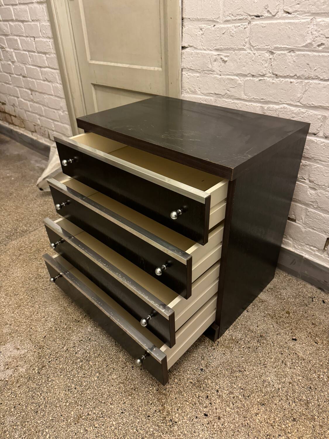 Wenge and silver bedside tables, Belgium, 1960