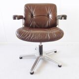 Chaise de bureau en cuir Stoll Giroflex par Karl Dittert moderne du milieu du siècle
