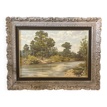 Huile sur toile paysage campagne
