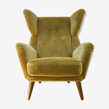 Danish wingback chair years 50-60 green armchair