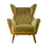 Danish wingback chair years 50-60 green armchair