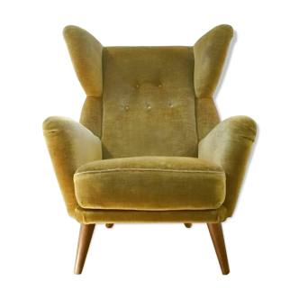 Danish wingback chair years 50-60 green armchair