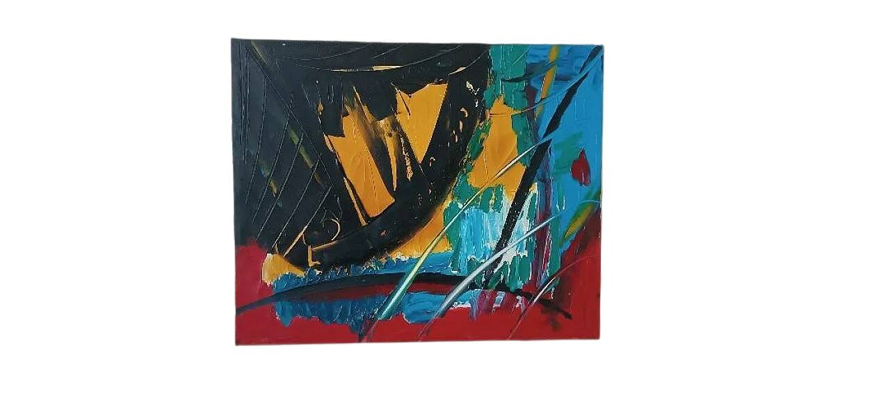 Abstract painting by Simone Ciani, oil on canvas, 20th century