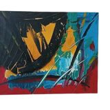 Abstract painting by Simone Ciani, oil on canvas, 20th century