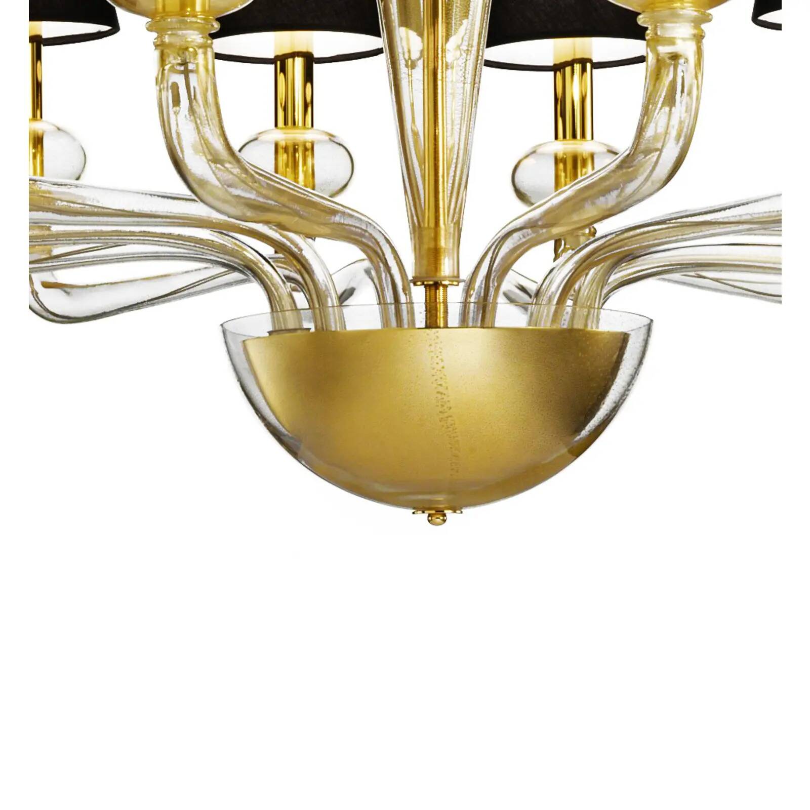 Minimalist Modern Linear Murano Glass Chandelier with Gold Leaf Accents