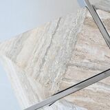 Diamond shaped coffee table in white travertine Italy 1960