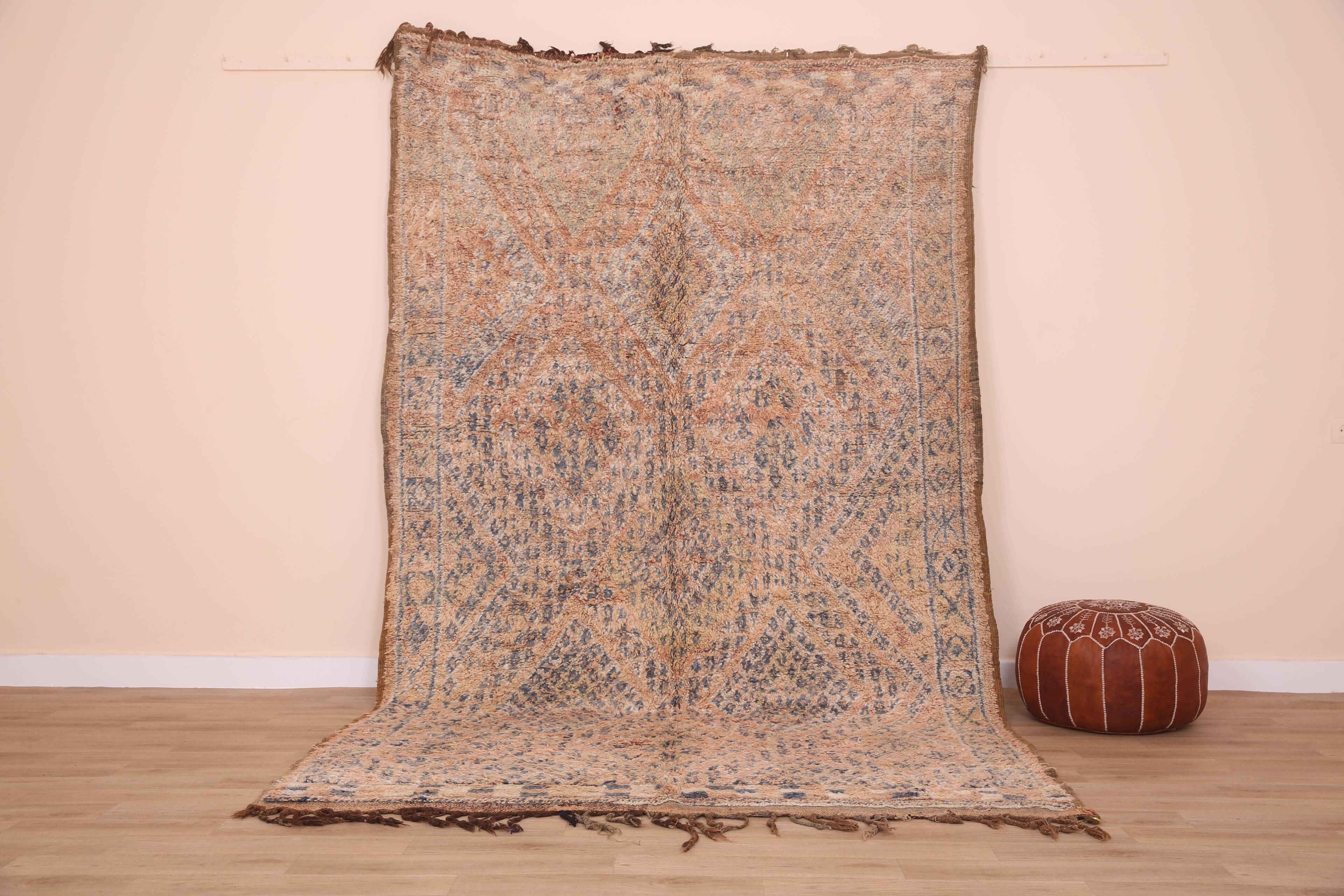 Peach Vintage Moroccan Wool Rug 188 x 317 cm , Berber Rug Handmade, Unique