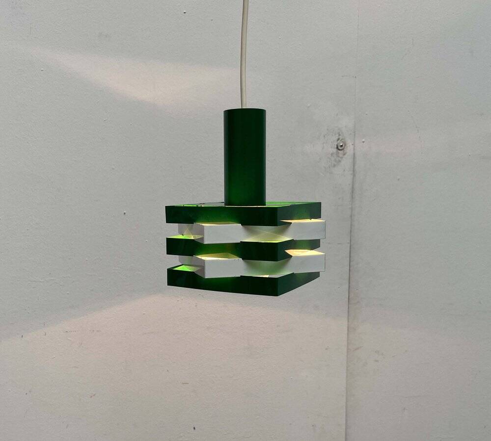 Modern metal lamella pendant lamp from the mid-century in the style of J. J. M. Hoogervorst for Anvia, 1960s.