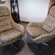 Set of 2 vintage high-back swivel armchairs with abstract upholstery