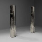 Monumental large stainless steel floor lamps by Targetti – Italy, 1970s