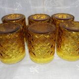 Set of 6 old Pernod amber glasses