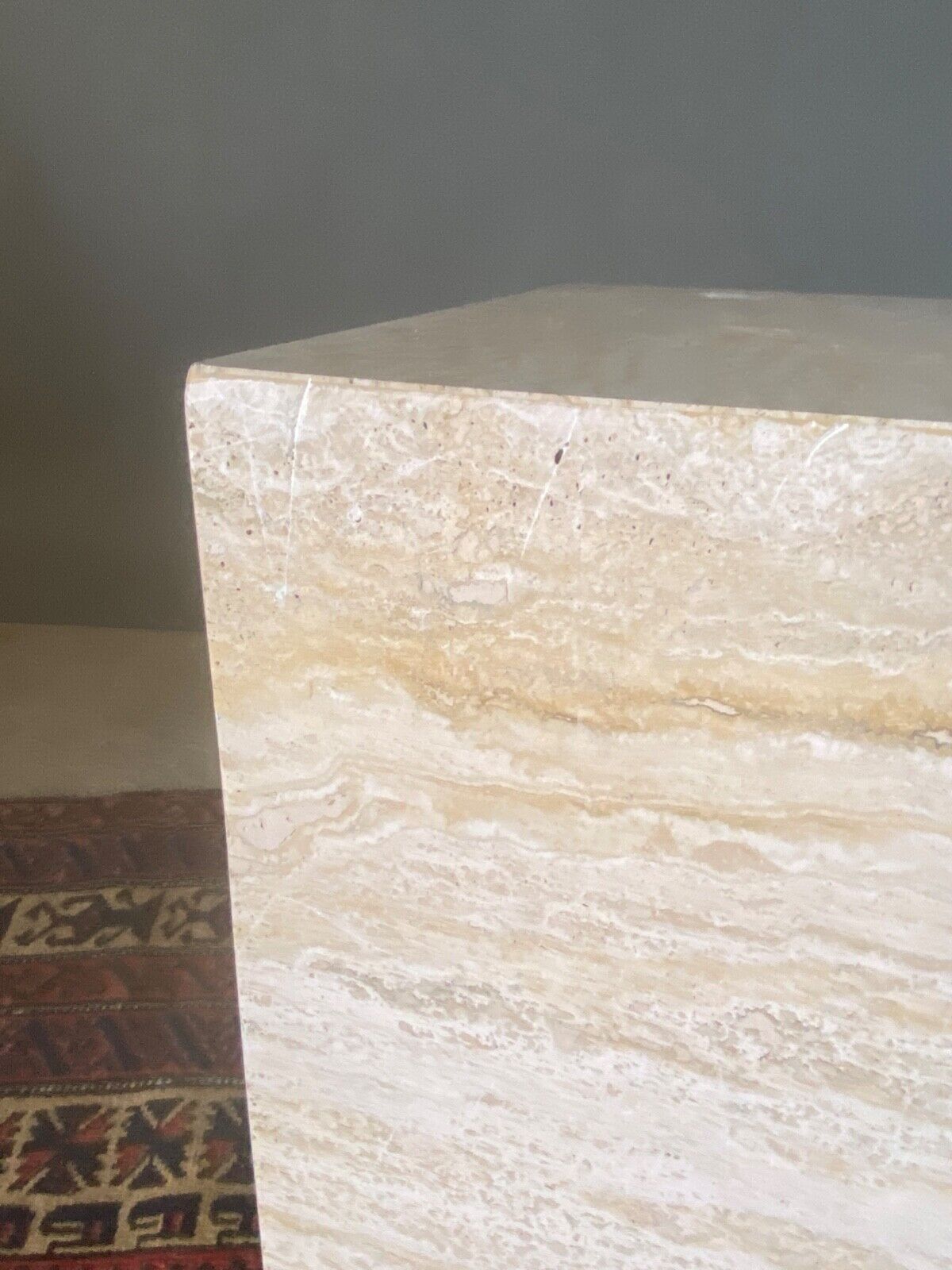 Base table shape square 1970 travertine on wheels french work