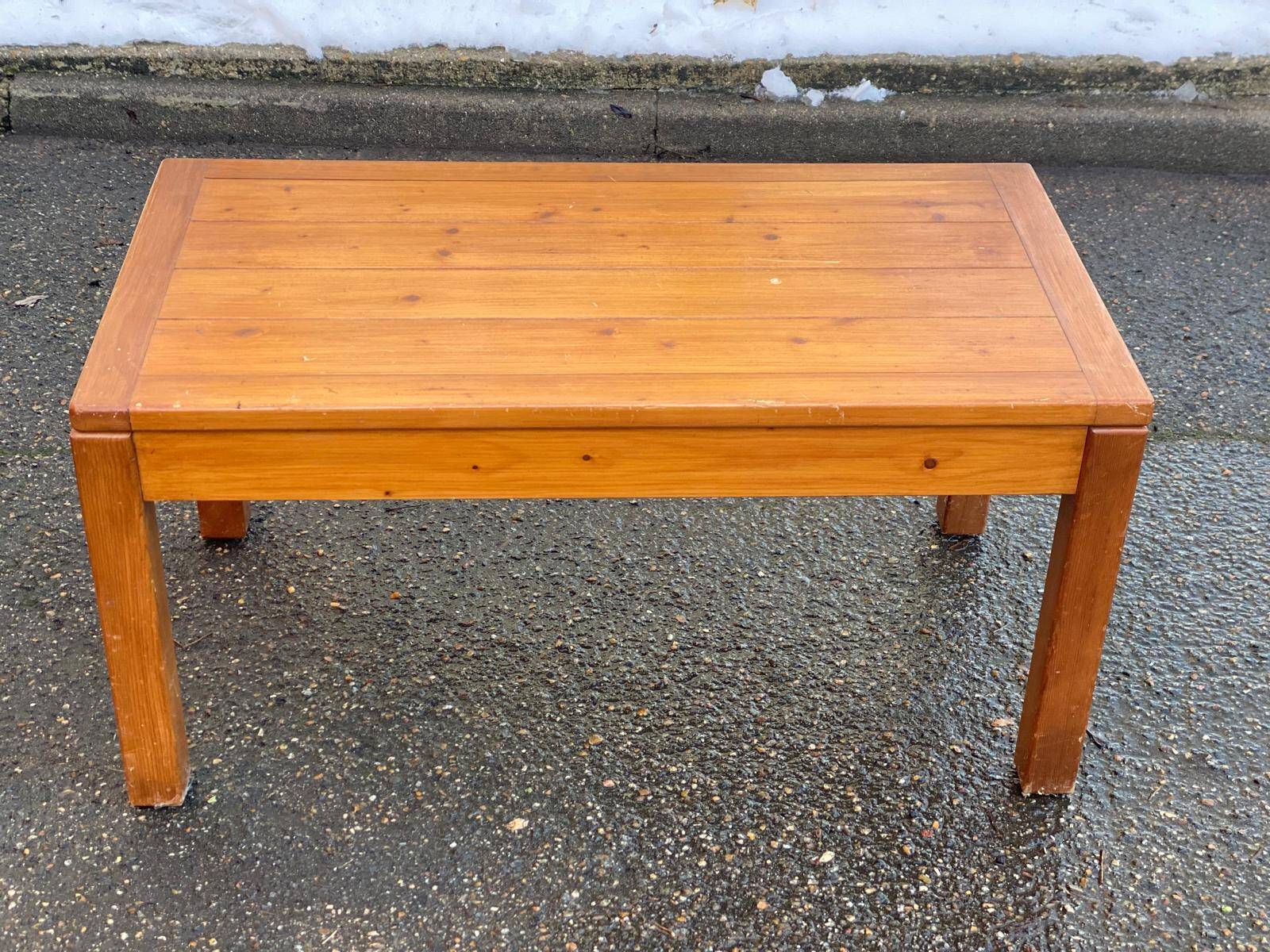 Rectangular Scandinavian coffee table in solid wood 1950