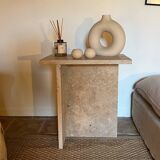 Travertine side table