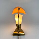 Lampe de table Art déco rare en laiton et verre laiteux, années 1930