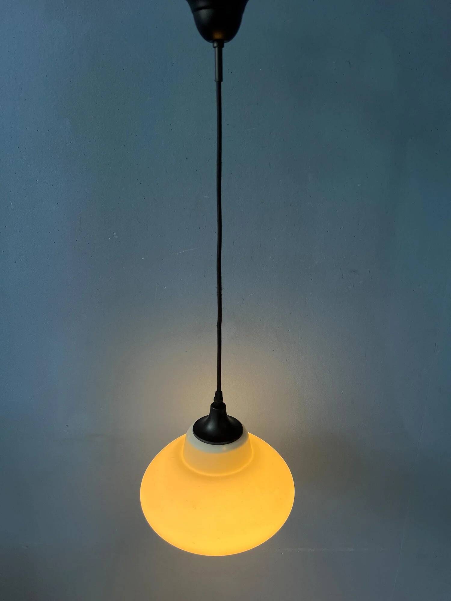Mid-century milk glass pendant light attributed to Louis Kalff