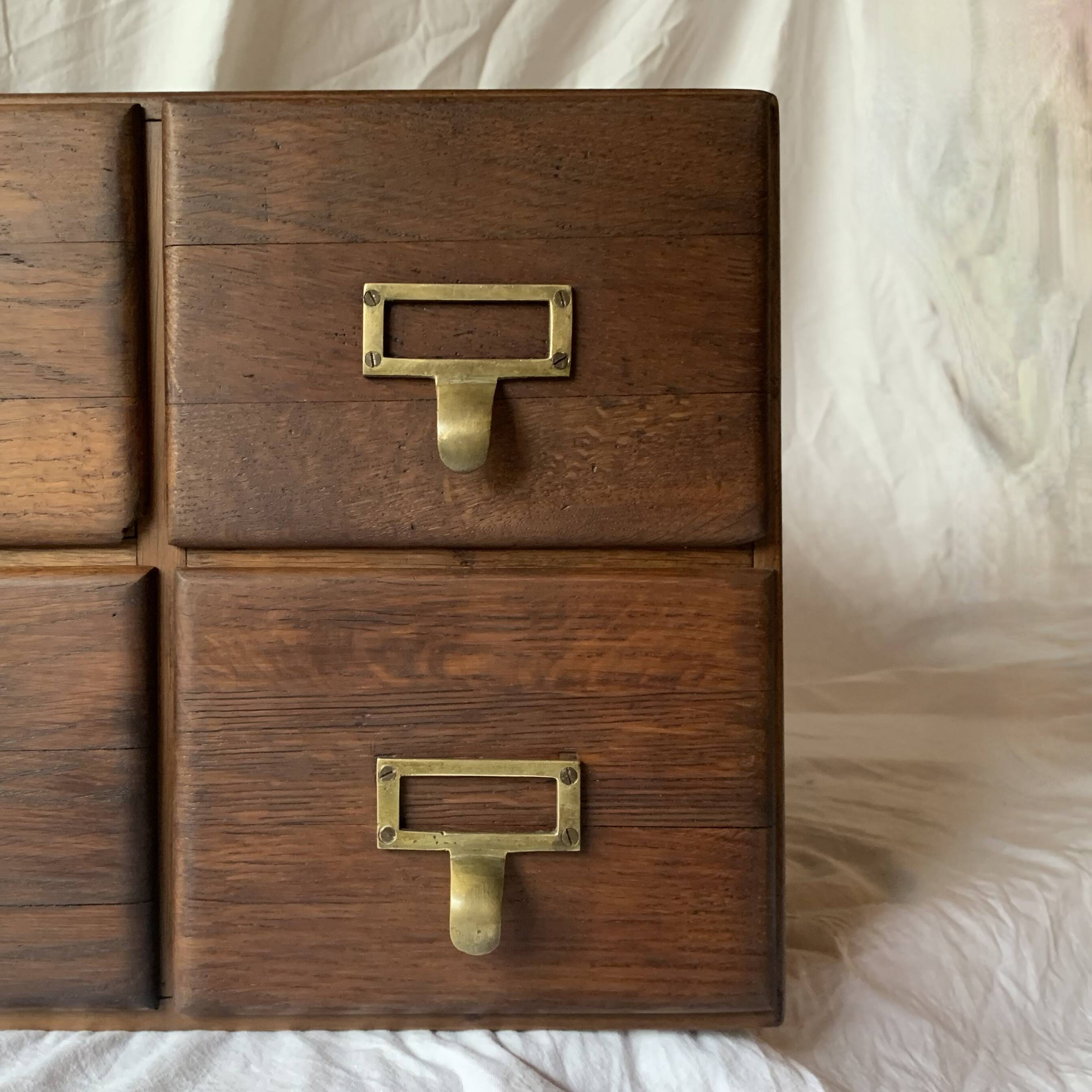 Old wooden desk cabinet - 4 drawers