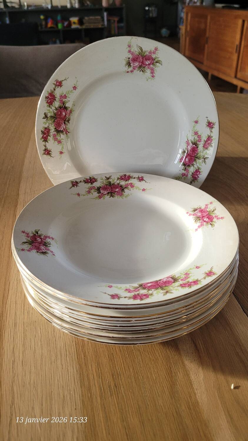 9 antique dessert plates