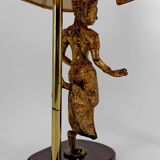 Paire de Lampes Sculpturales en Bronze Doré, Danseuses Thaïs, XXe
